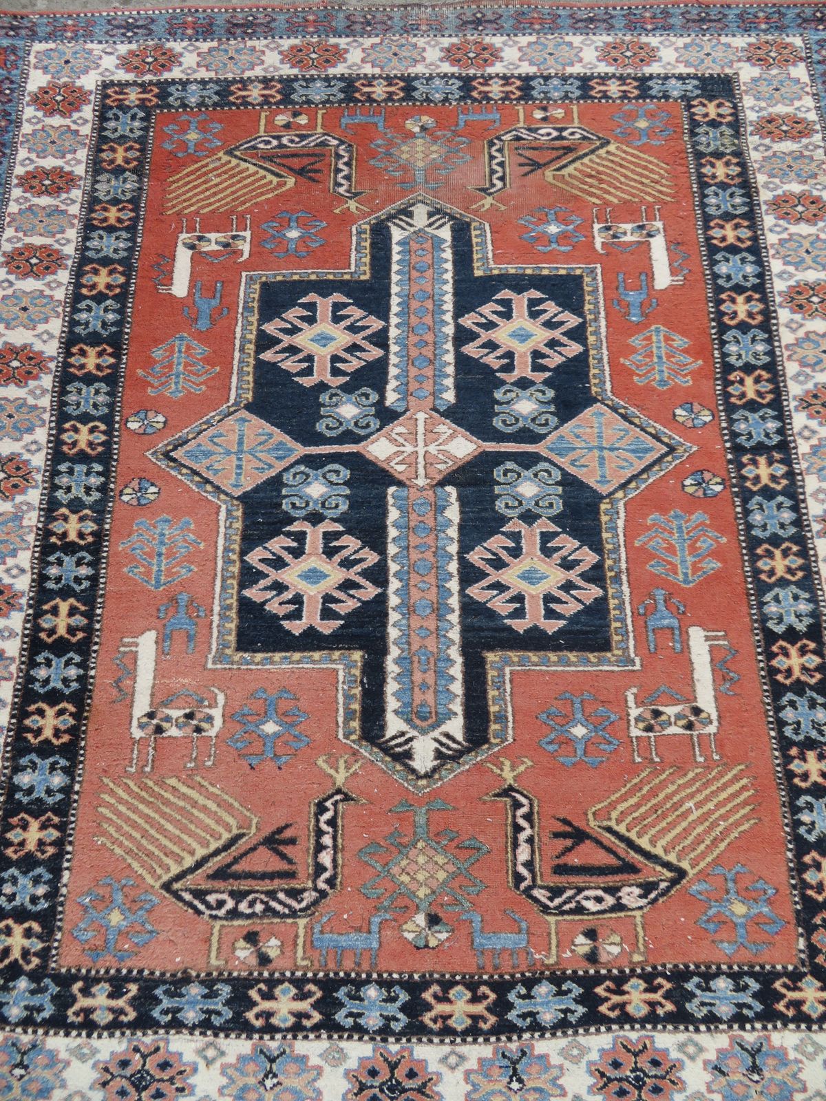 Afghan Caucasian Design Rug. Peacocks,Animals,Figures. 172cm X 158cm. photo for sale