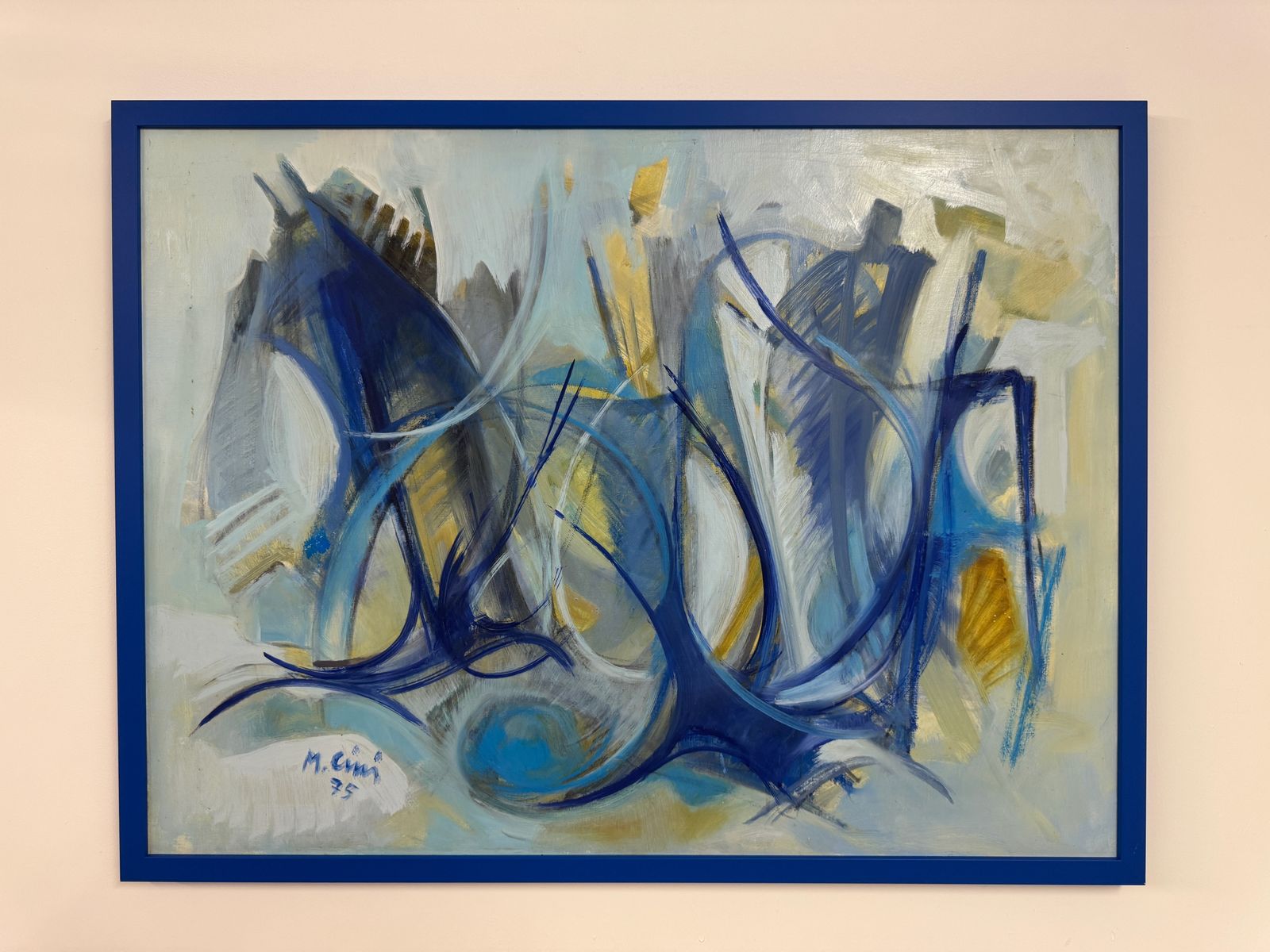 Italian Abstract Painting In Blue, 1975 photo furniture