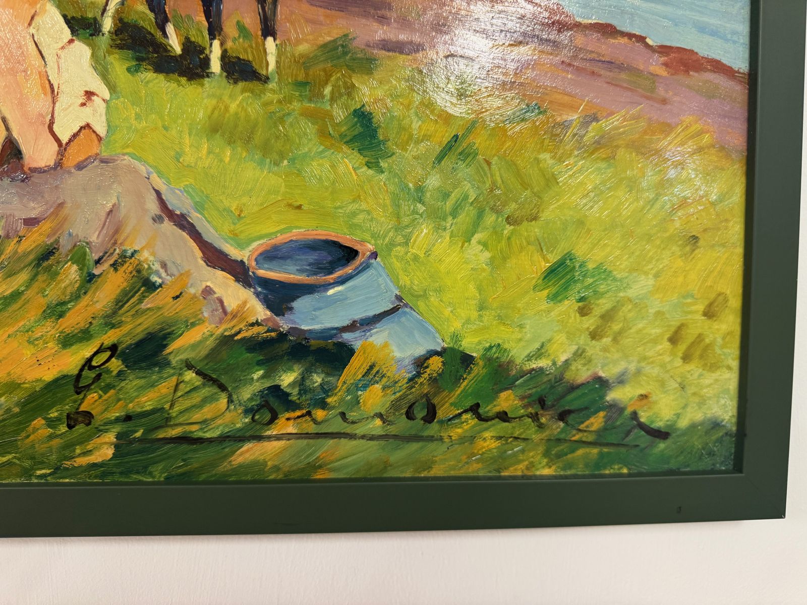 Mid Century Italian Oil Painting photo furniture