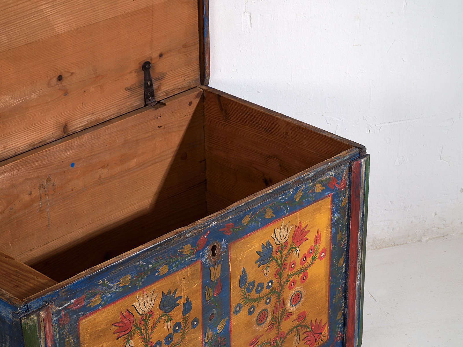Antique Folk Art Style Chest With Floral Motifs (C.1920) #95 photo 1823.0