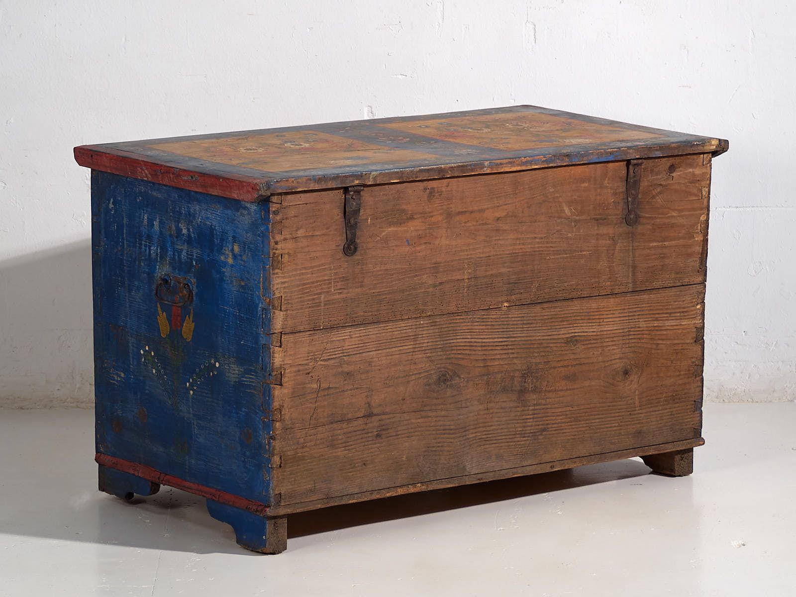 Furniture Antique Folk Art Style Chest With Floral Motifs (C.1920) #95 photo