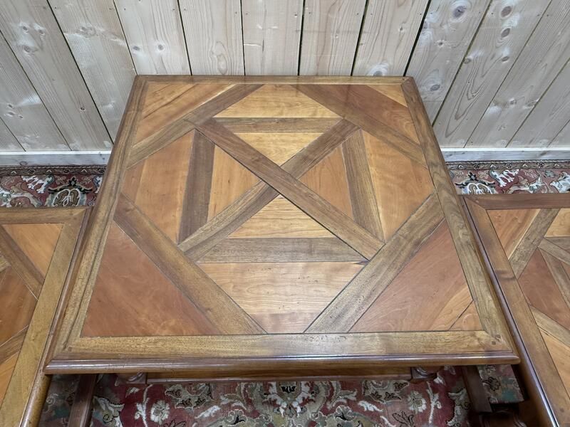 Louis XIII Style Parquet Coffee Table And End Tables photo for sale