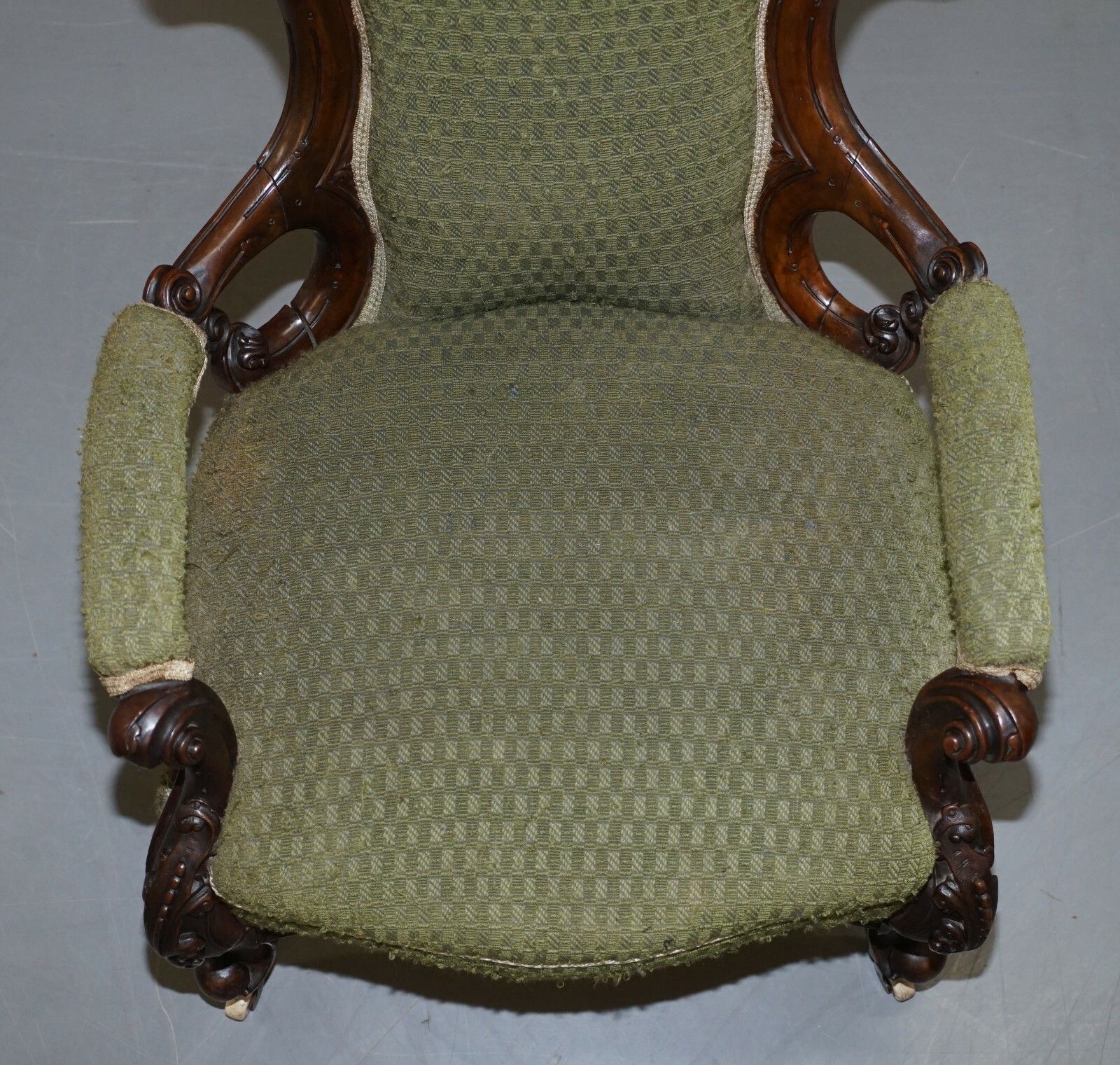 Lovely Victorian Library Reading Carved Wood Show Framed Armchair Original photo vinterior