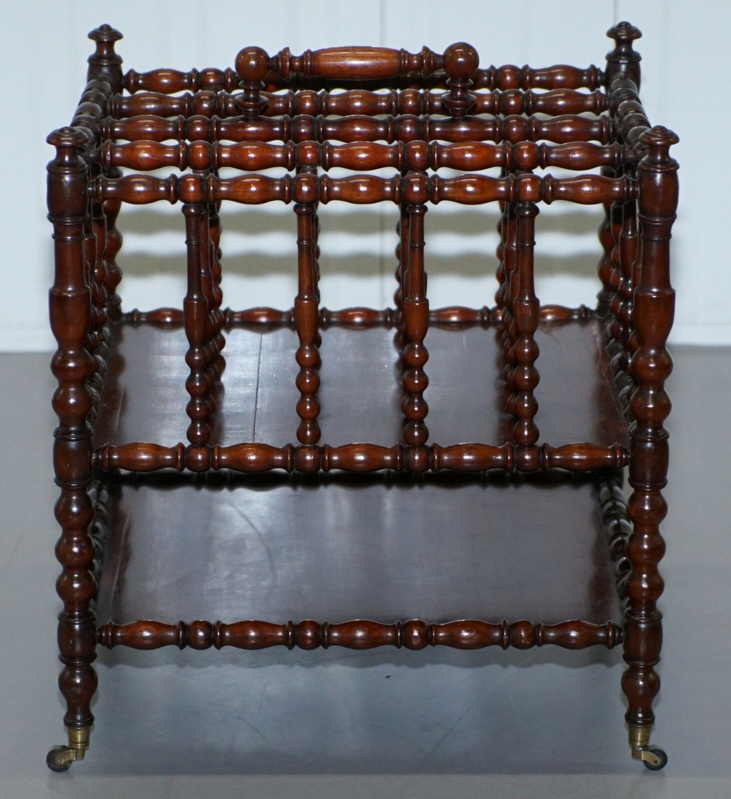 Rare Napoleon III Fruitwood Four Division Canterbury With Bobbin Turned Frame photo furniture