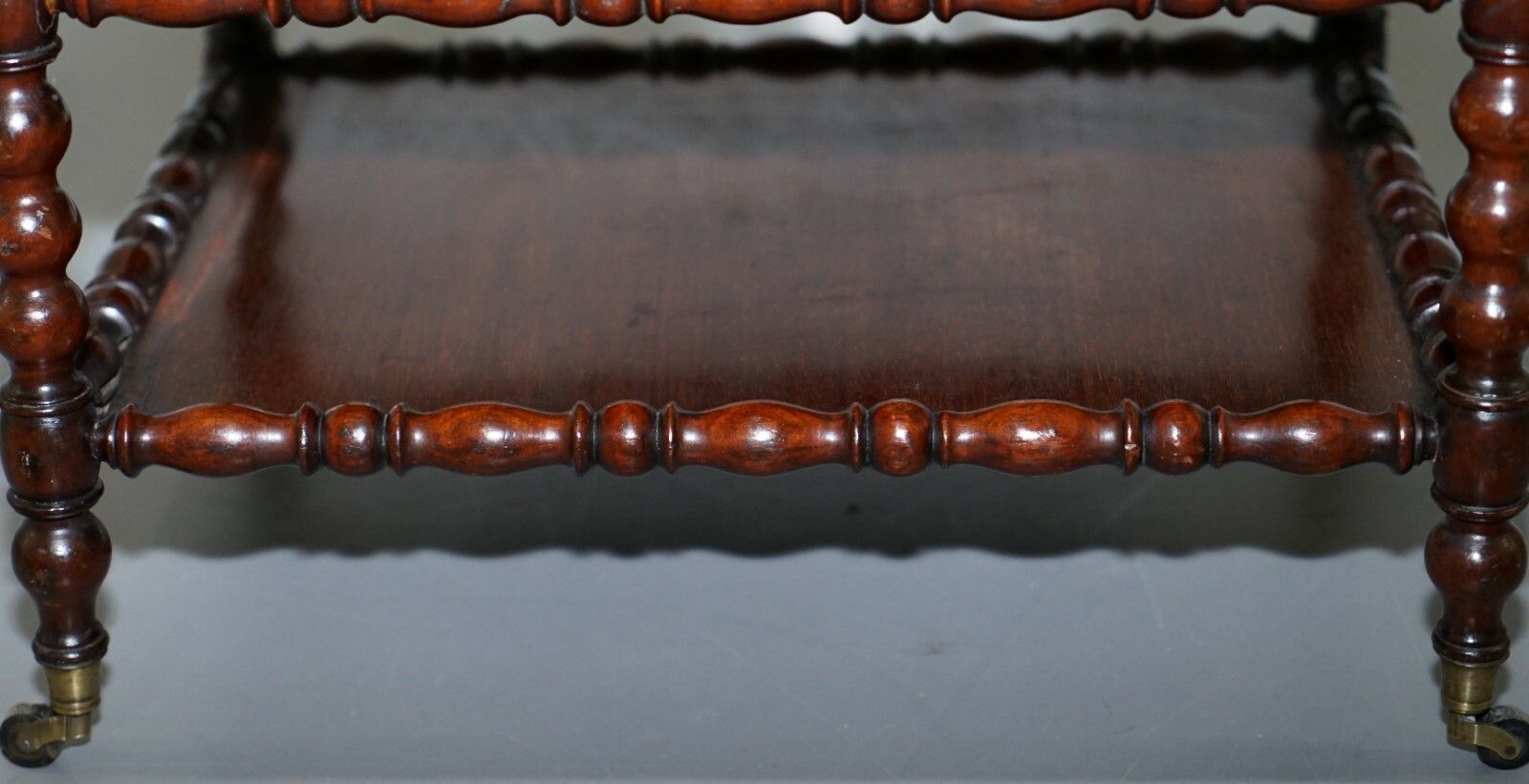 Rare Napoleon III Fruitwood Four Division Canterbury With Bobbin Turned Frame photo vintage