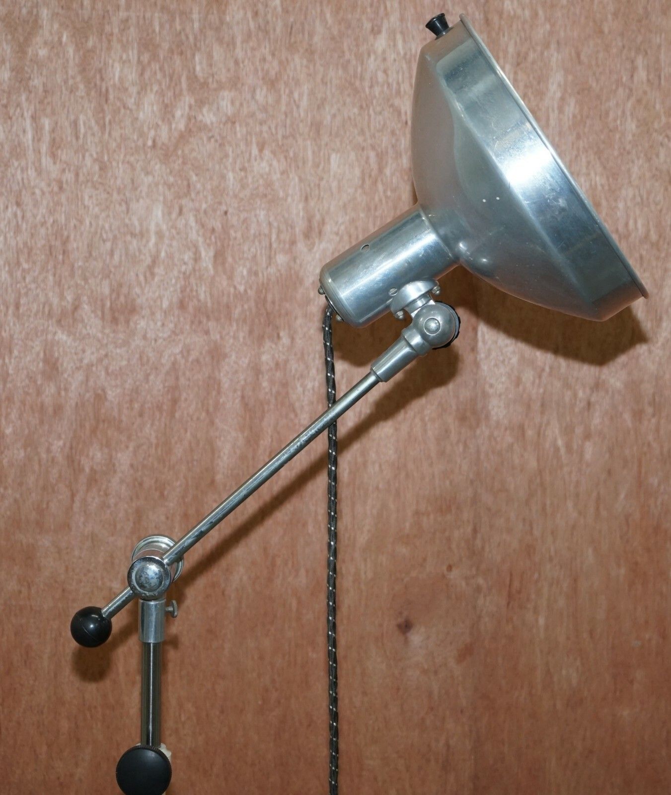 Mid Century Sol Tan Industrial Articulated Floor Lamp & Original Heating Bulb photo buy