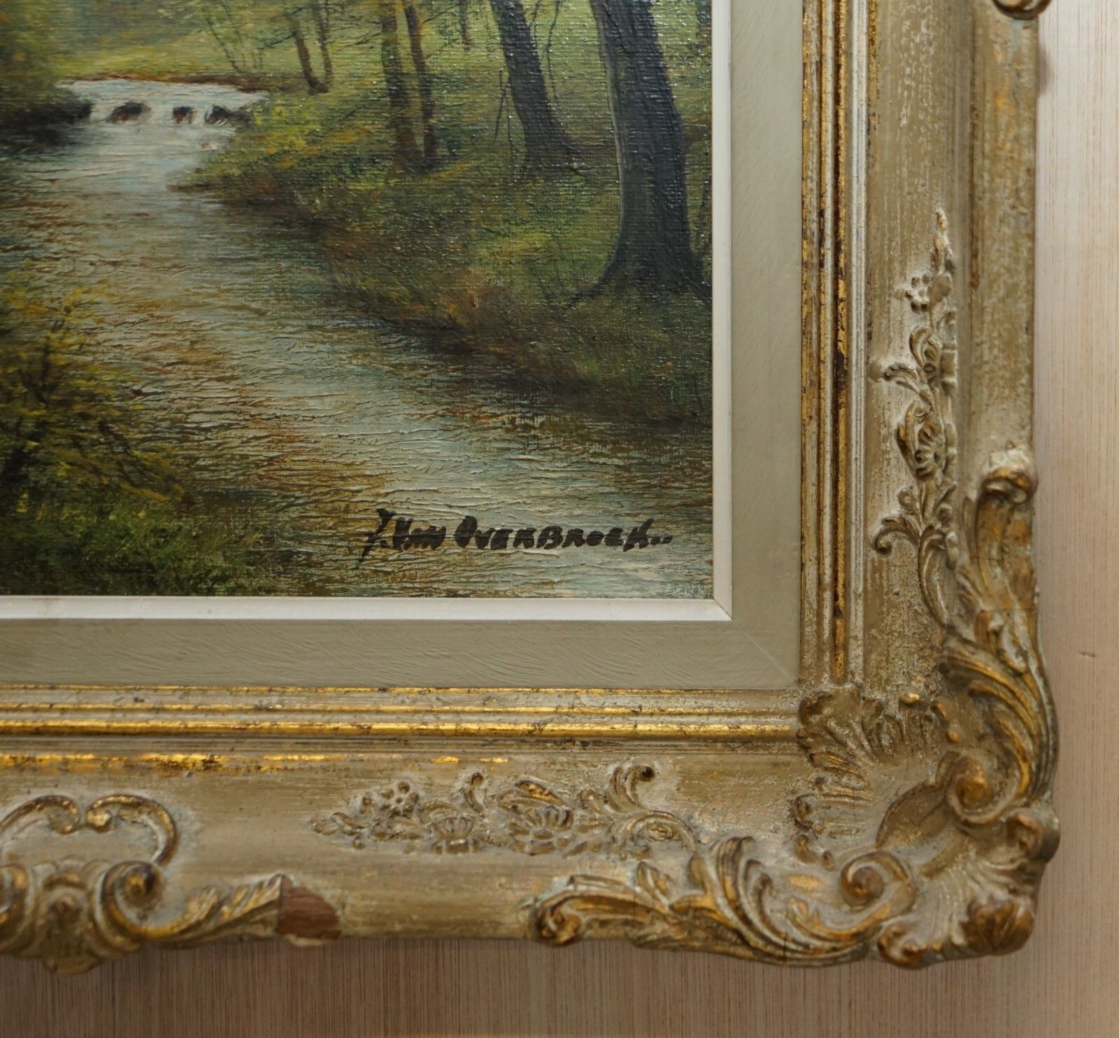 Antique Flemish Oil Painting Signed Van Overbroek Circa 1880 Lovely Rural Scene photo buy