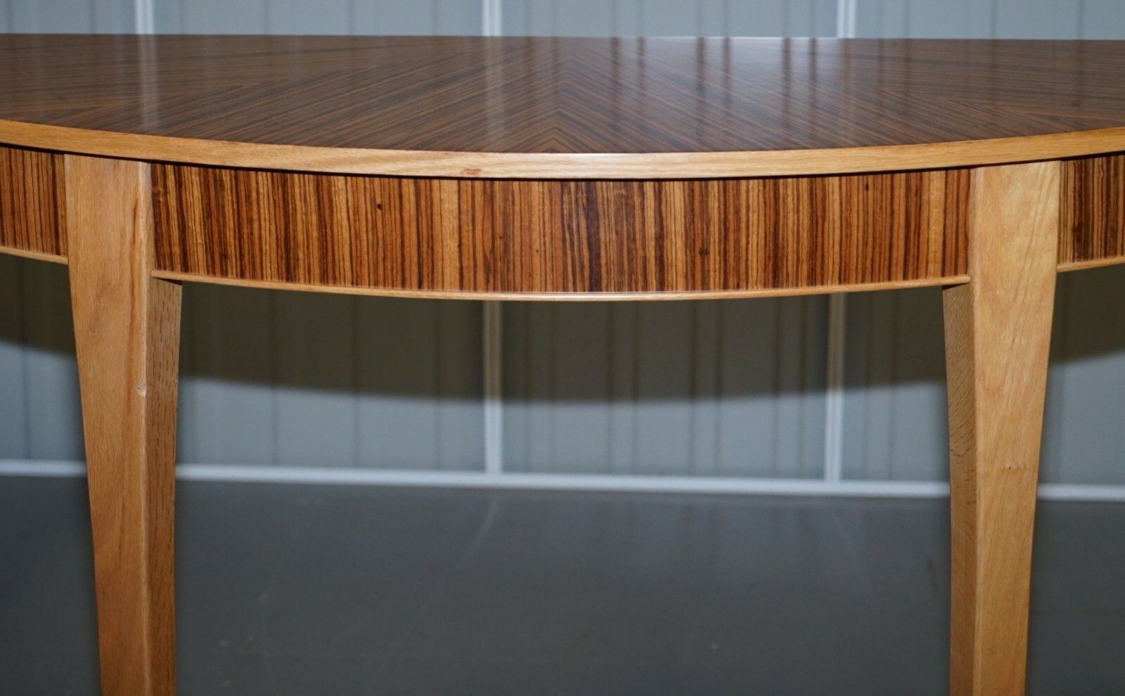 Brand New Ex Display Bevan Funnell Phoenix Zebrano Wood Demi Lune Console Table photo vintage