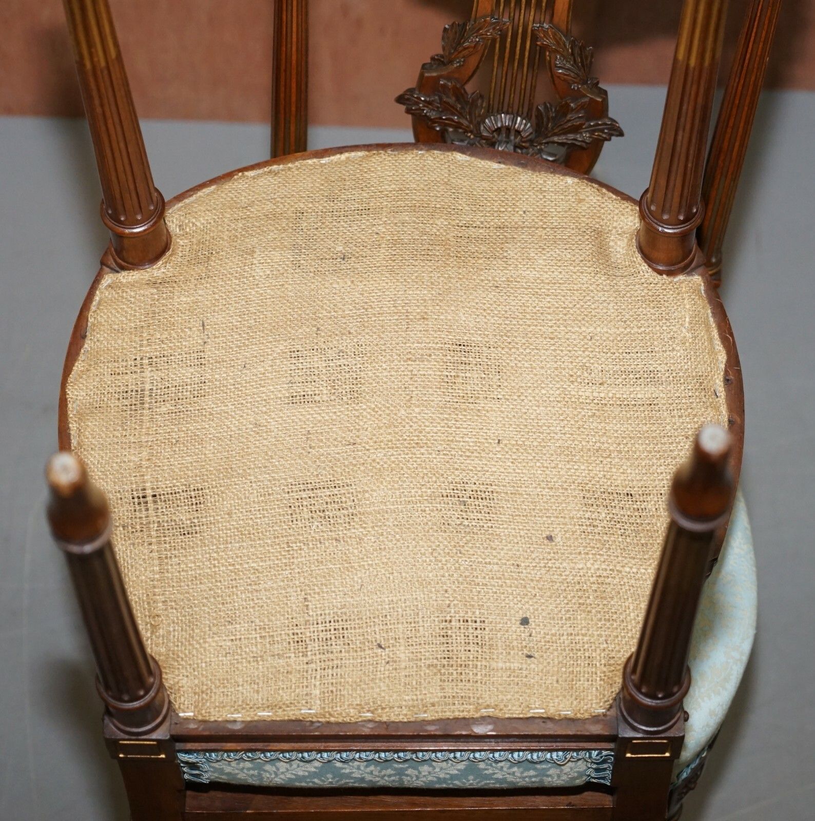 Ornate Pair Of Important Hand Carved Giltwood Occasional Chairs Phoenix Harp photo vintage