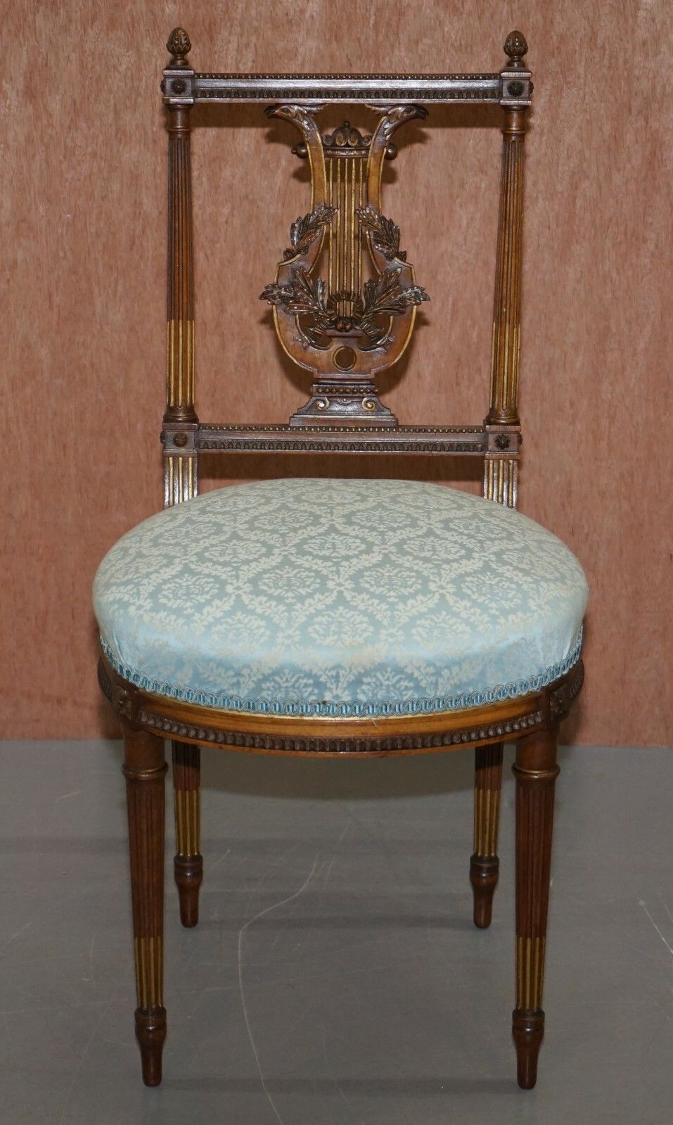 photo for sale Ornate Pair Of Important Hand Carved Giltwood Occasional Chairs Phoenix Harp
