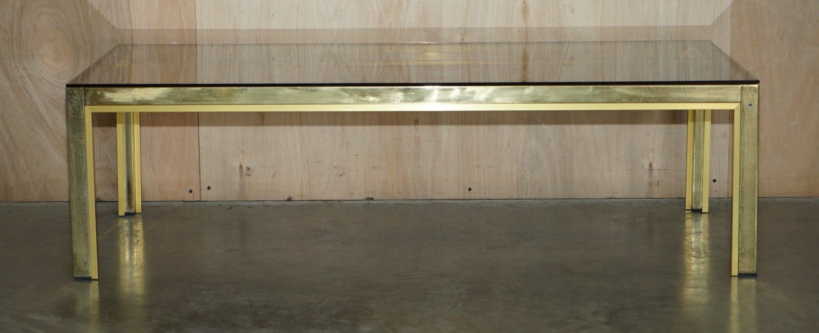 Circa 1950's Mid Century Modern Brass& Glass Coffee Cocktail Table Part Suite photo furniture