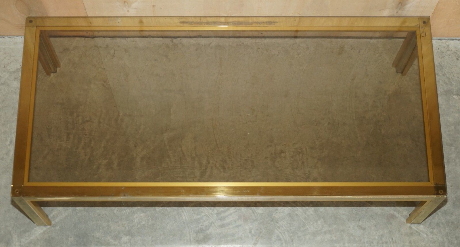 Circa 1950's Mid Century Modern Brass& Glass Coffee Cocktail Table Part Suite photo Furniture