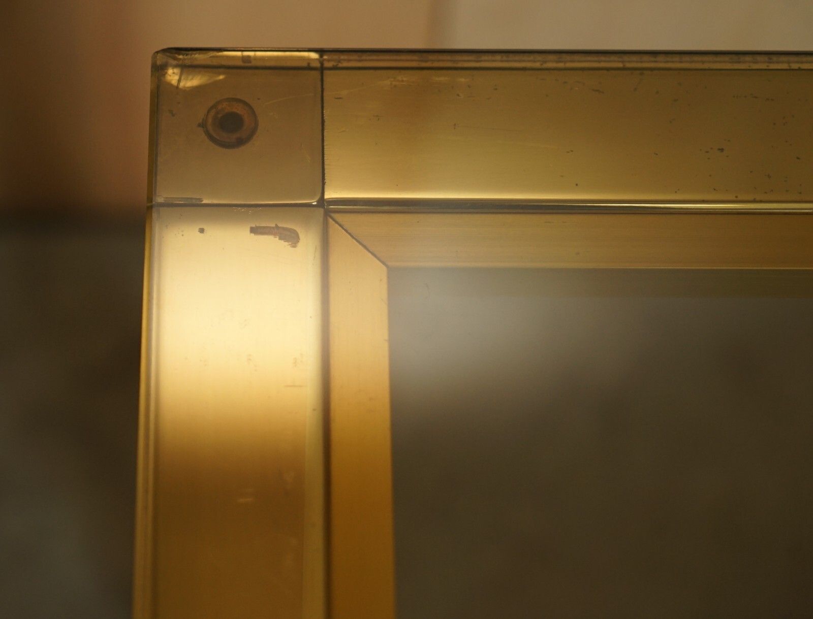 photo for sale Circa 1950's Mid Century Modern Brass& Glass Coffee Cocktail Table Part Suite