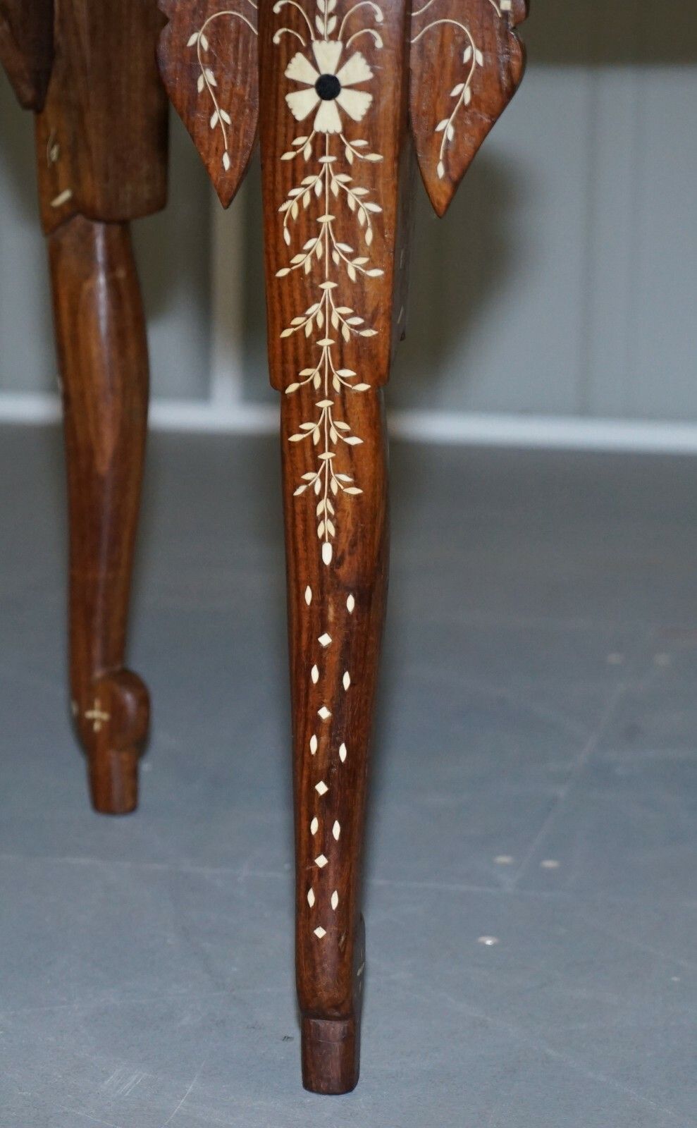 photo for sale Rare Anglo Indian Export Taj Mahal Elephant Rosewood Inlaid Side Lamp Wine Table