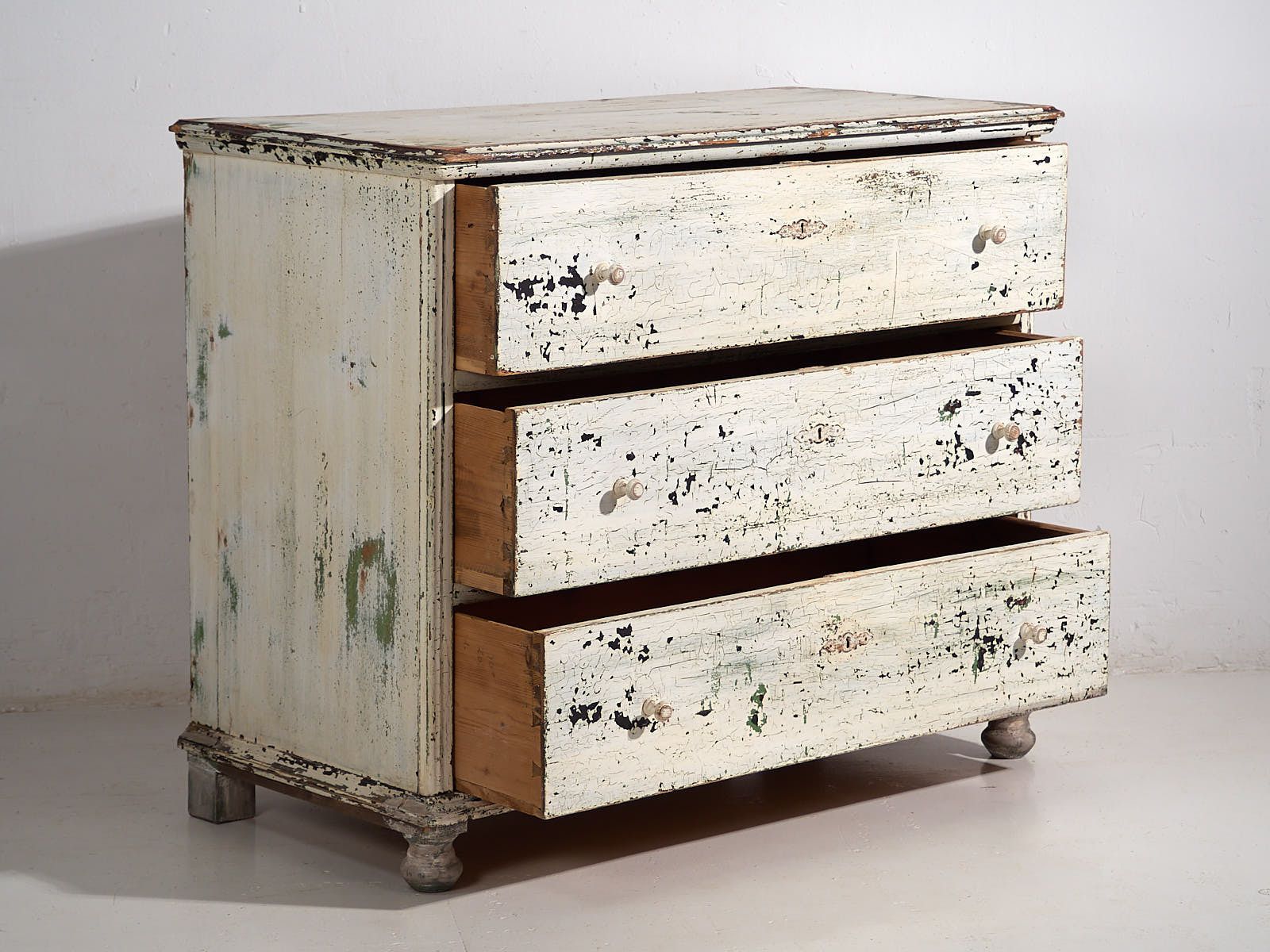 Large Antique Chest Of Drawers With White Patina (C.1920) #42 photo Furniture