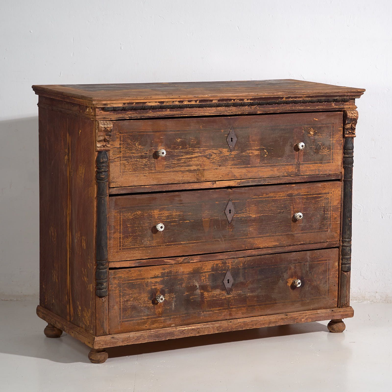 Antique Chest Of Drawers With Porcelain Handles (C.1920) #77