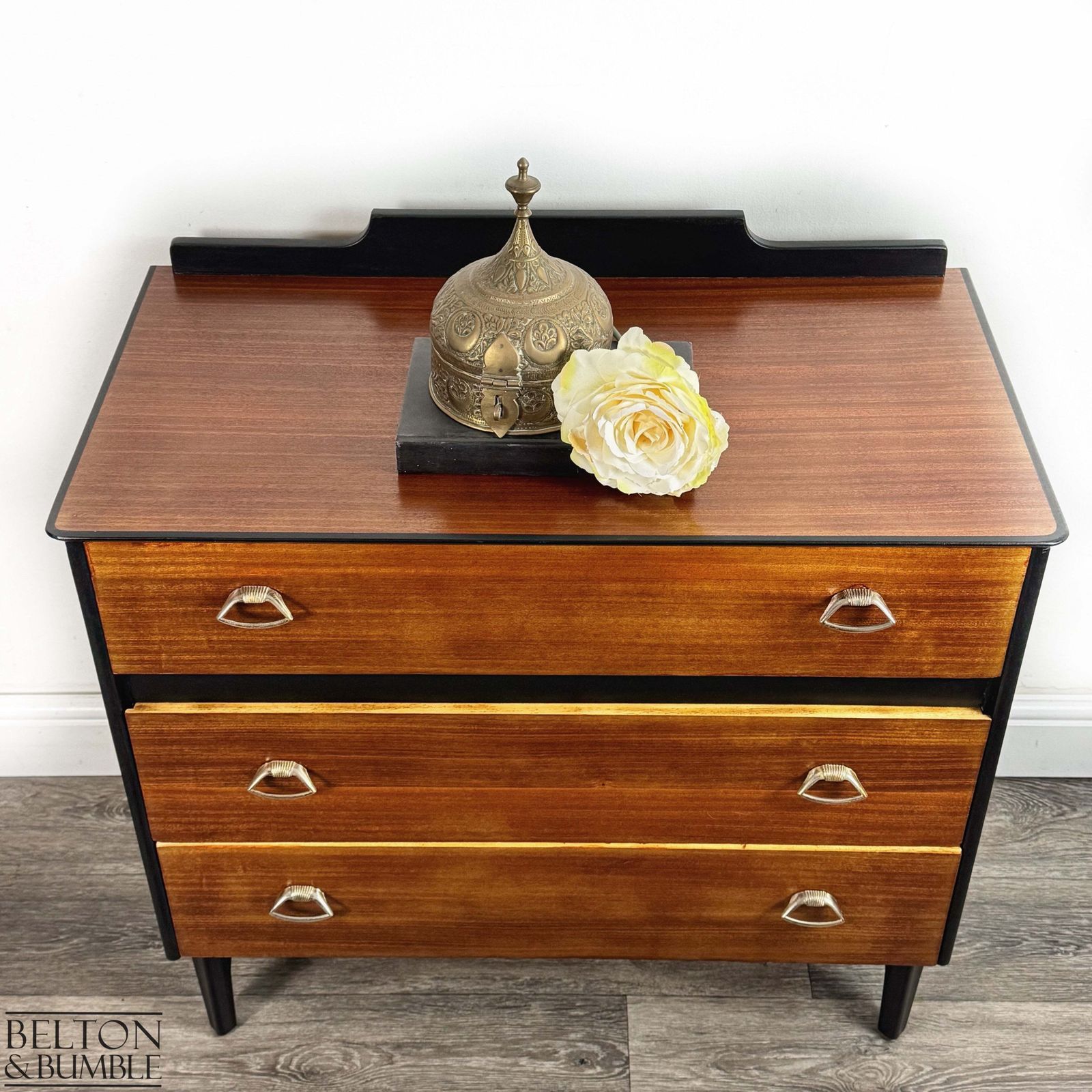 Mid Century 3 Drawer Chest In Black And Teak photo furniture