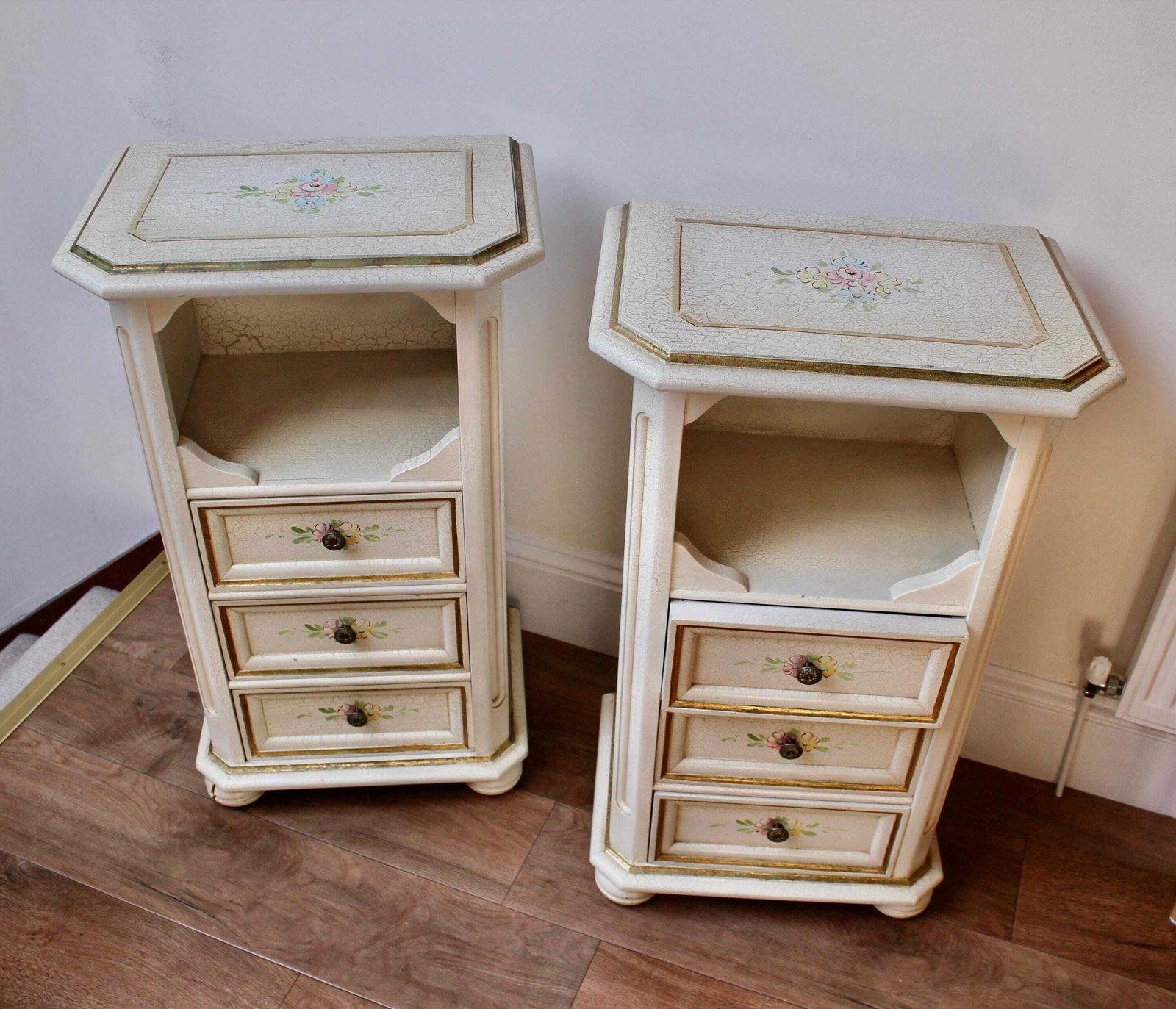 A Pair Of Vintage Hand Painted Bedside Cabinets photo furniture
