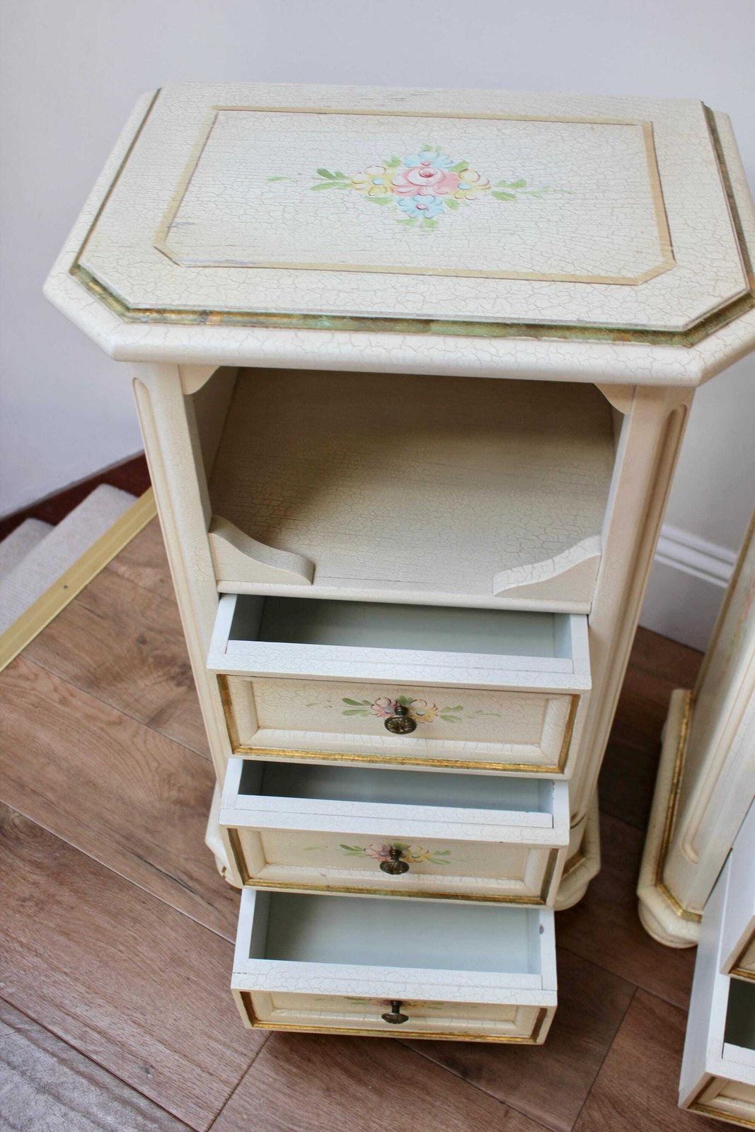 A Pair Of Vintage Hand Painted Bedside Cabinets photo vinterior