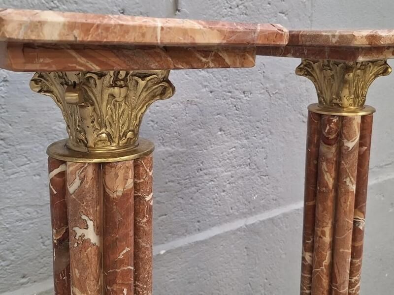 Paire De Sellettes   Colonnes De Présentation En Marbre Rose Et Bronze photo furniture