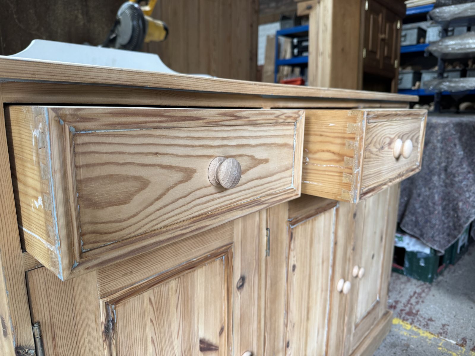 3 Door/Drawer Antique Pine Dresser Base photo furniture