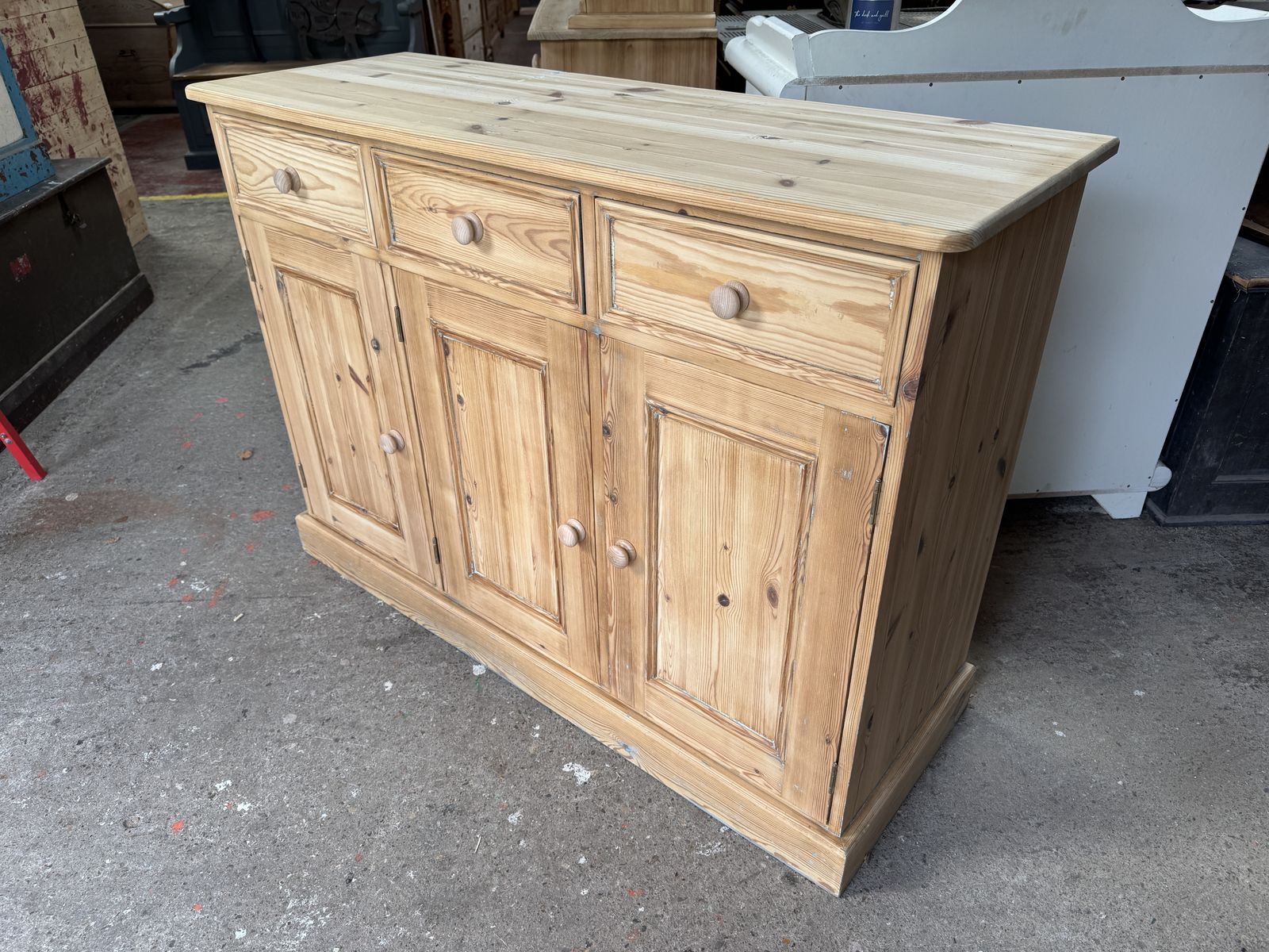 3 Door/Drawer Antique Pine Dresser Base photo Furniture