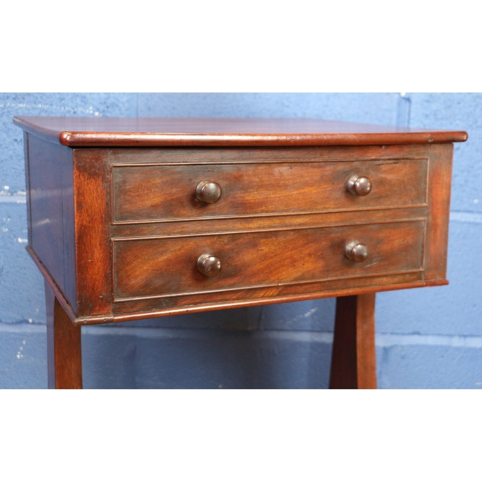 A Regency Mahogany Workbox Or Sewingbox Raised On Paw Feet And Lyre Supports photo Furniture