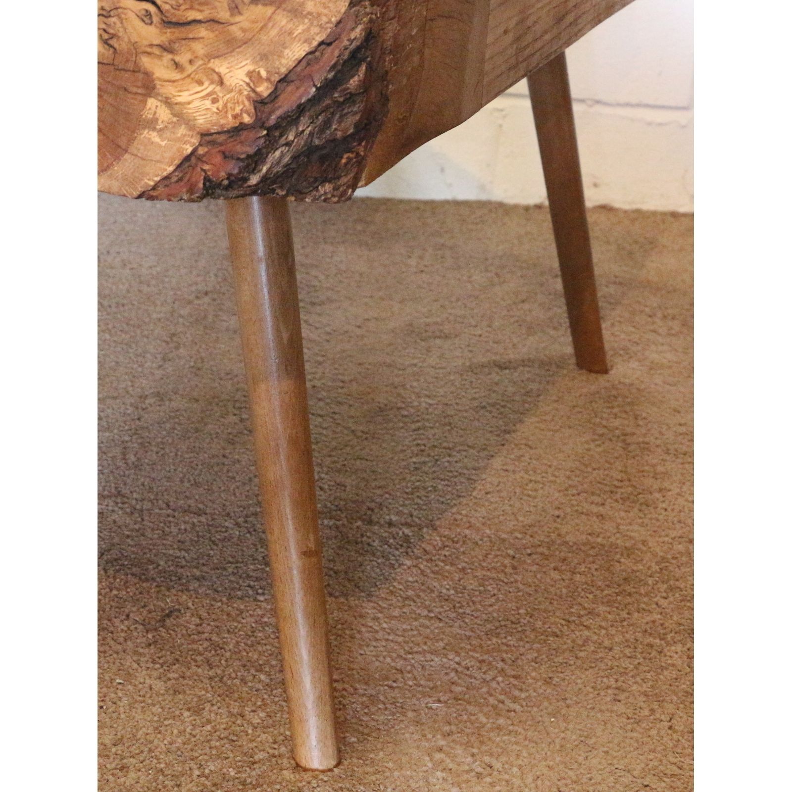 A Bur Wood & Smoked Glass Coffee Table Raised On Angled Tapering Supports photo furniture