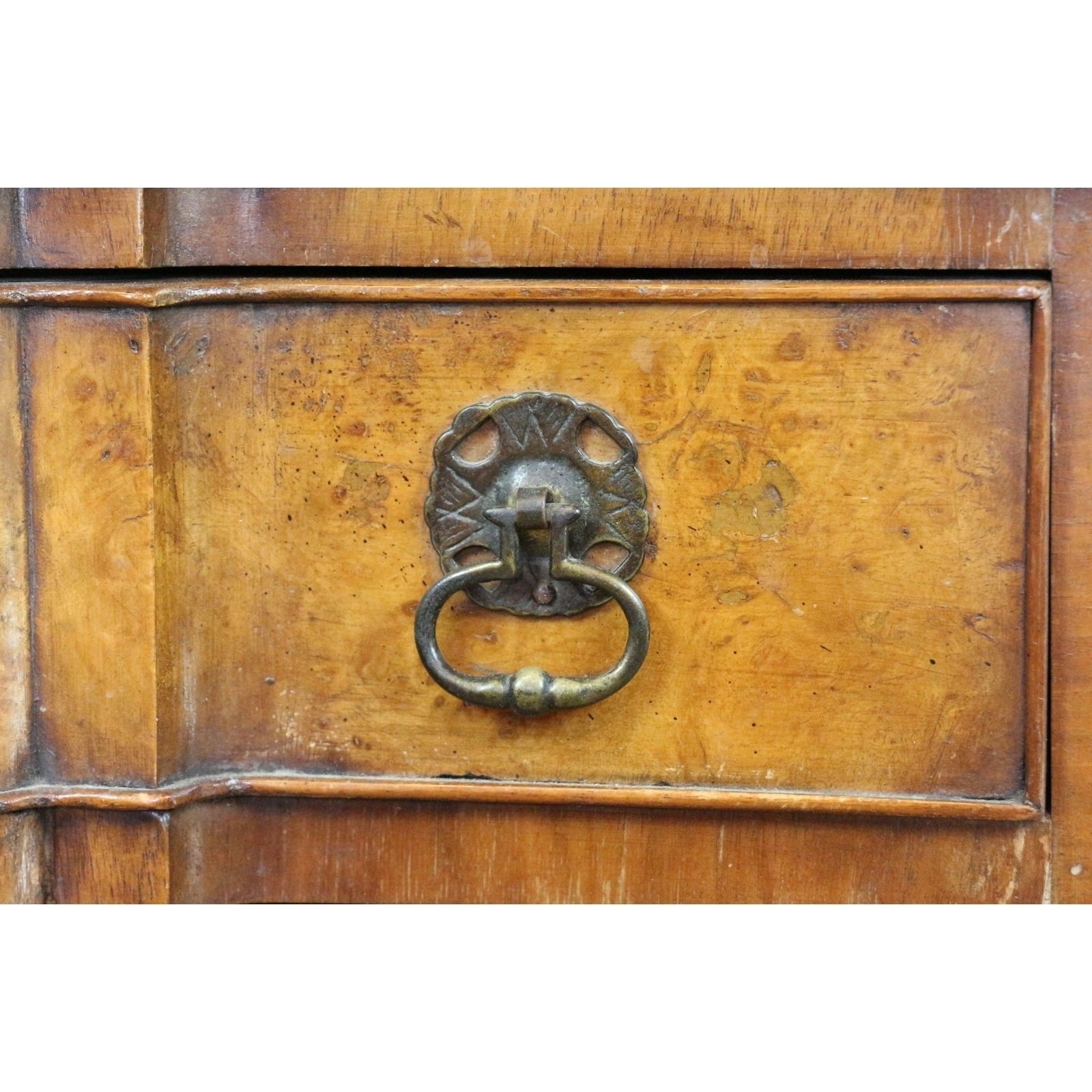 A Georgian Style Early C20th Walnut & Burr Elm Two Drawer Lowboy photo for sale