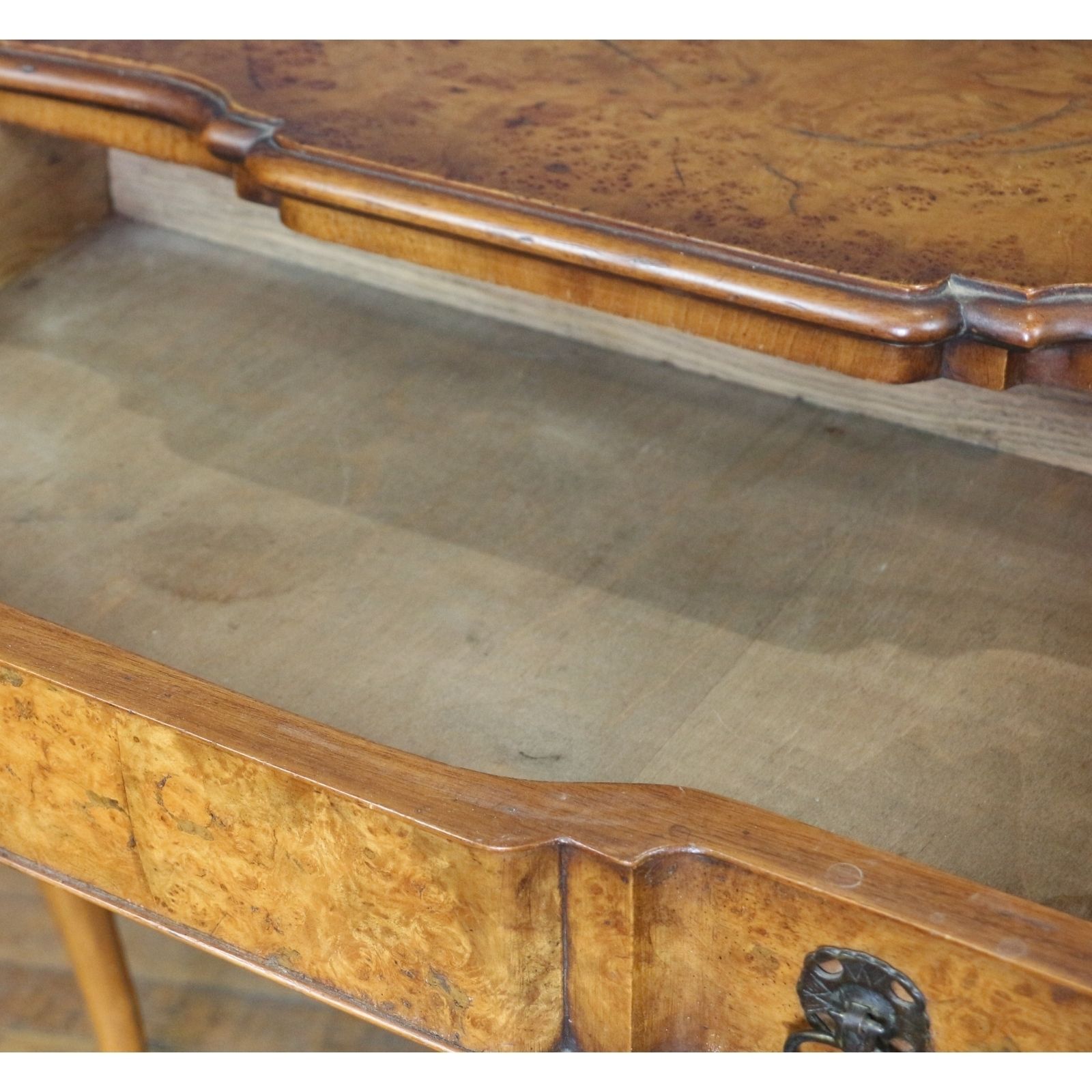 A Georgian Style Early C20th Walnut & Burr Elm Two Drawer Lowboy photo Furniture