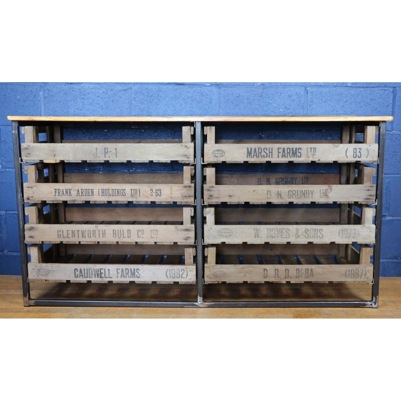 A Large Industrial 8 Drawer Chest Or Sideboard, Set With Potato Chitting Trays, photo 365.0