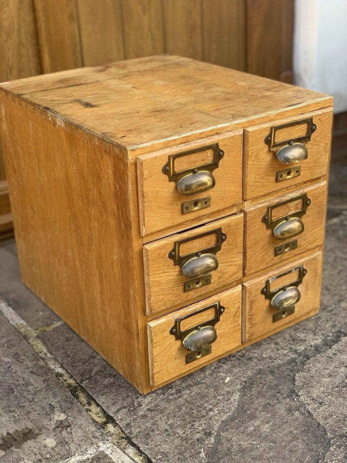 A Good Vintage Oak Flight Of Drawers photo for sale