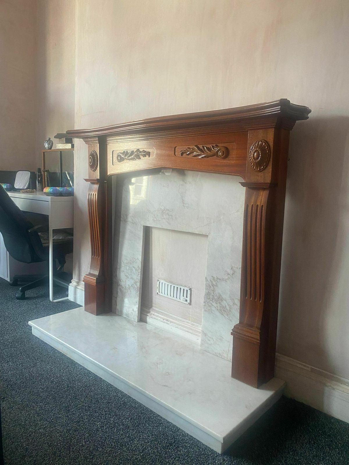 Edwardian Fireplace Surround With Marble Insert And Slab