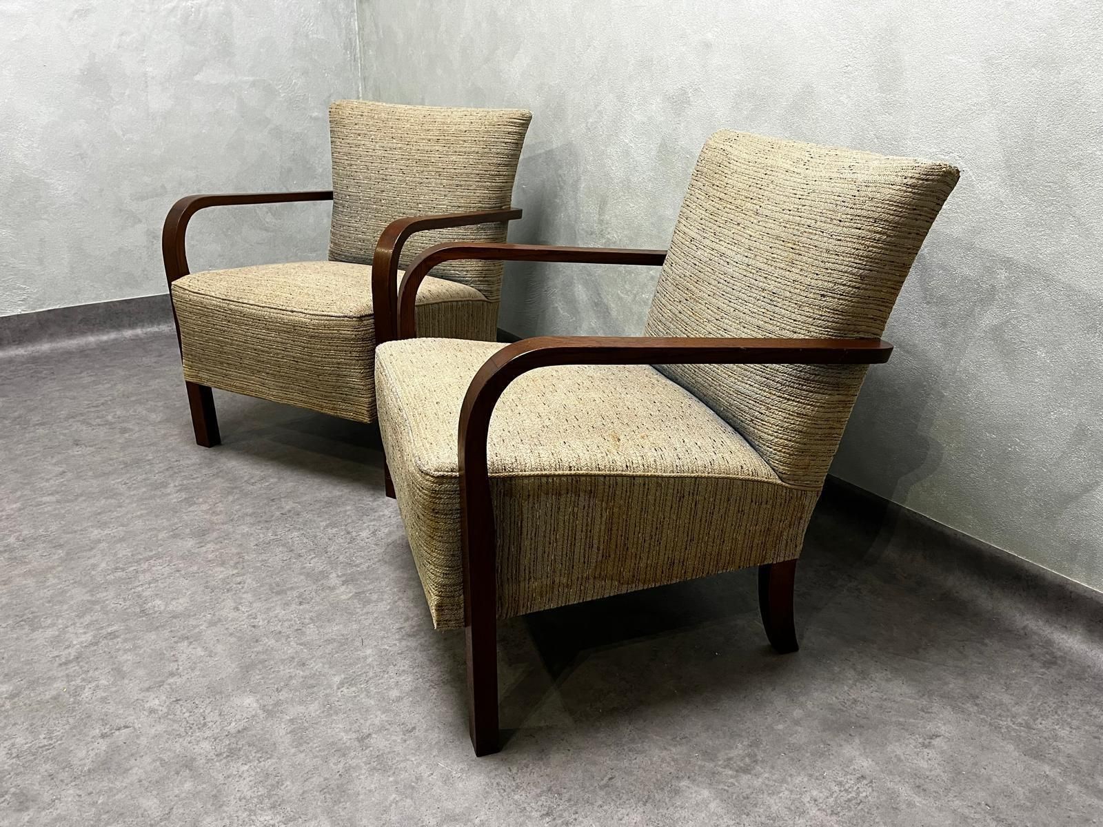 photo for sale Pair Of H 213 Armchairs By Jindřich Halabala, Czechoslovakia, Early 20th C.