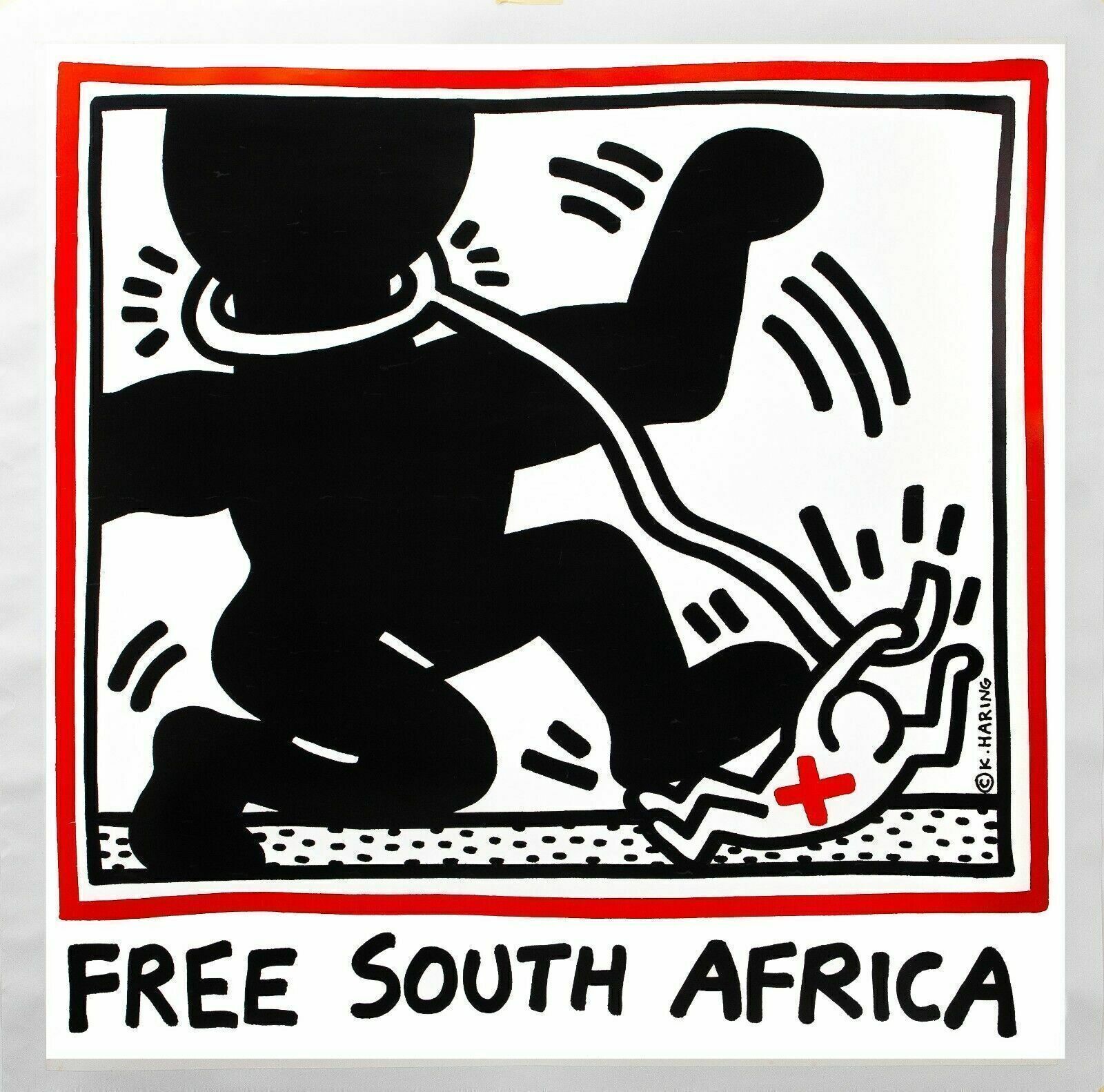 Keith Haring, 1985   Free South Africa   Original Lithographic Vintage Poster photo furniture