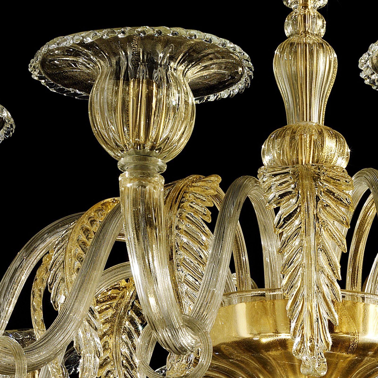 Venetian Gold Chandelier With Big Leaves photo buy