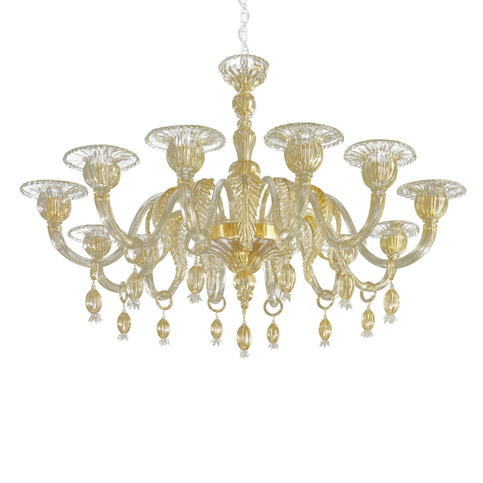 photo for sale Venetian Gold Chandelier With Big Leaves