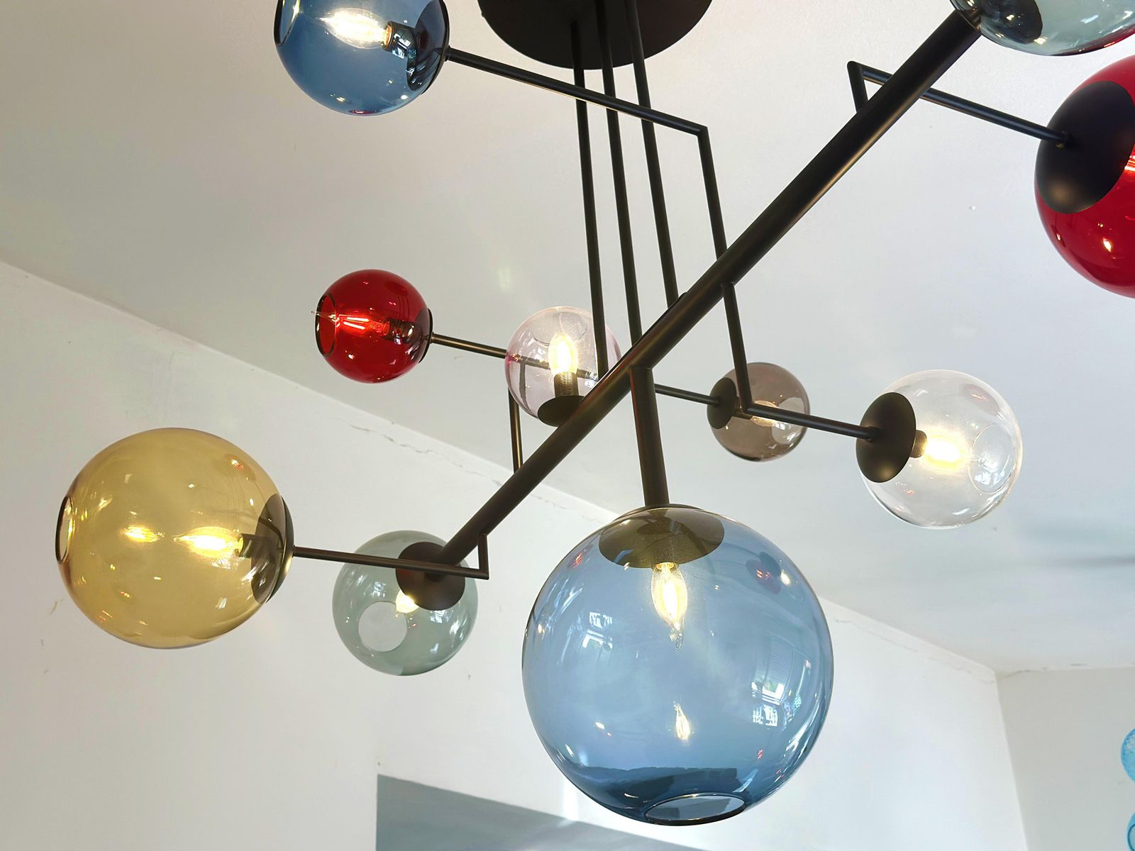 Contemporary Multicolor Spheres Murano Glass Sputnik Chandelier By Simoeng photo for sale