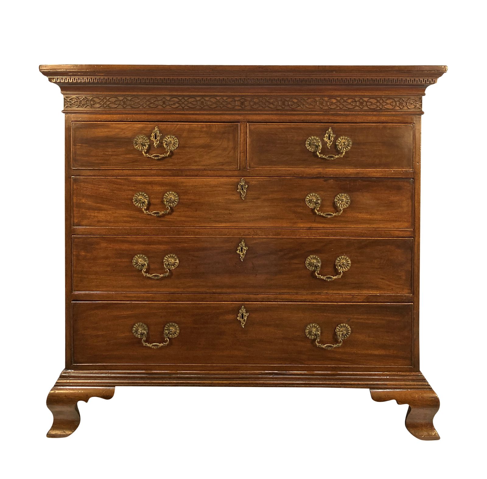 An English Mahogany Chippendale Style Chest Of Drawers