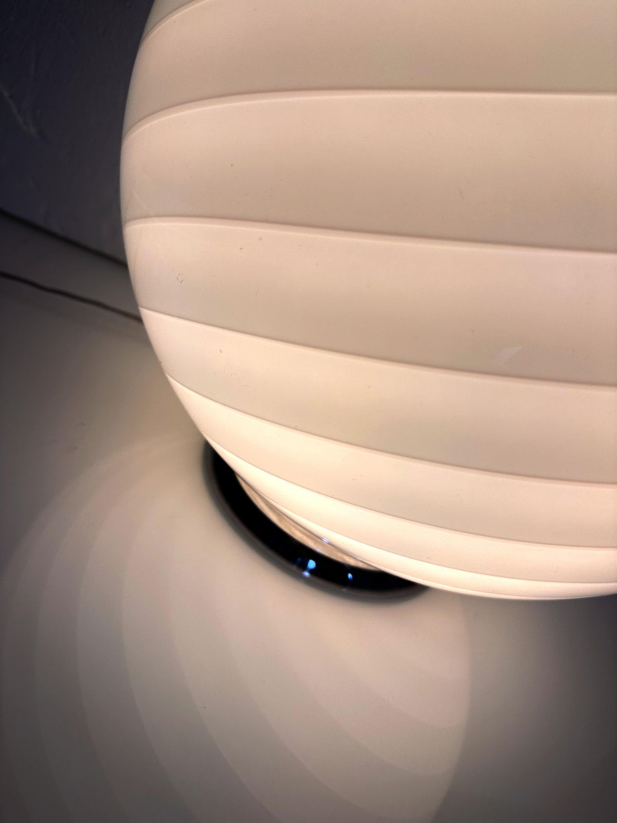 Contemporary Pink Swirl And Milky White Sphere Murano Glass Table Lamp photo for sale