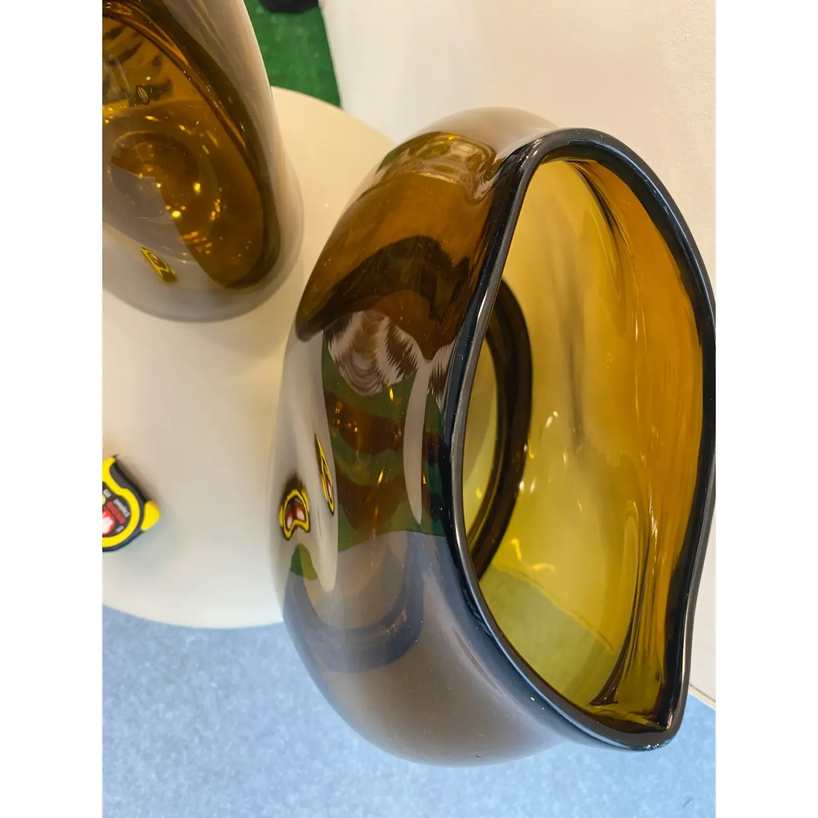 Italian Unique Artistic Murano Glass Vases Amber/Fume' photo Home Decor