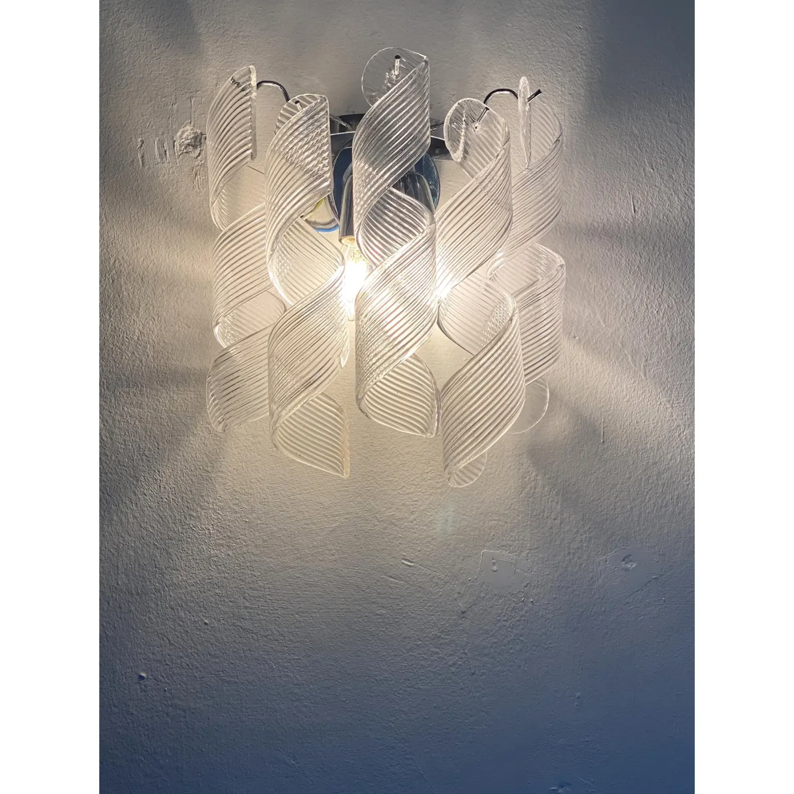 Set Of 4 Transparent “Ricci” Murano Glass Wall Sconces In Mazzega Style Wall Lights photo 6233.0