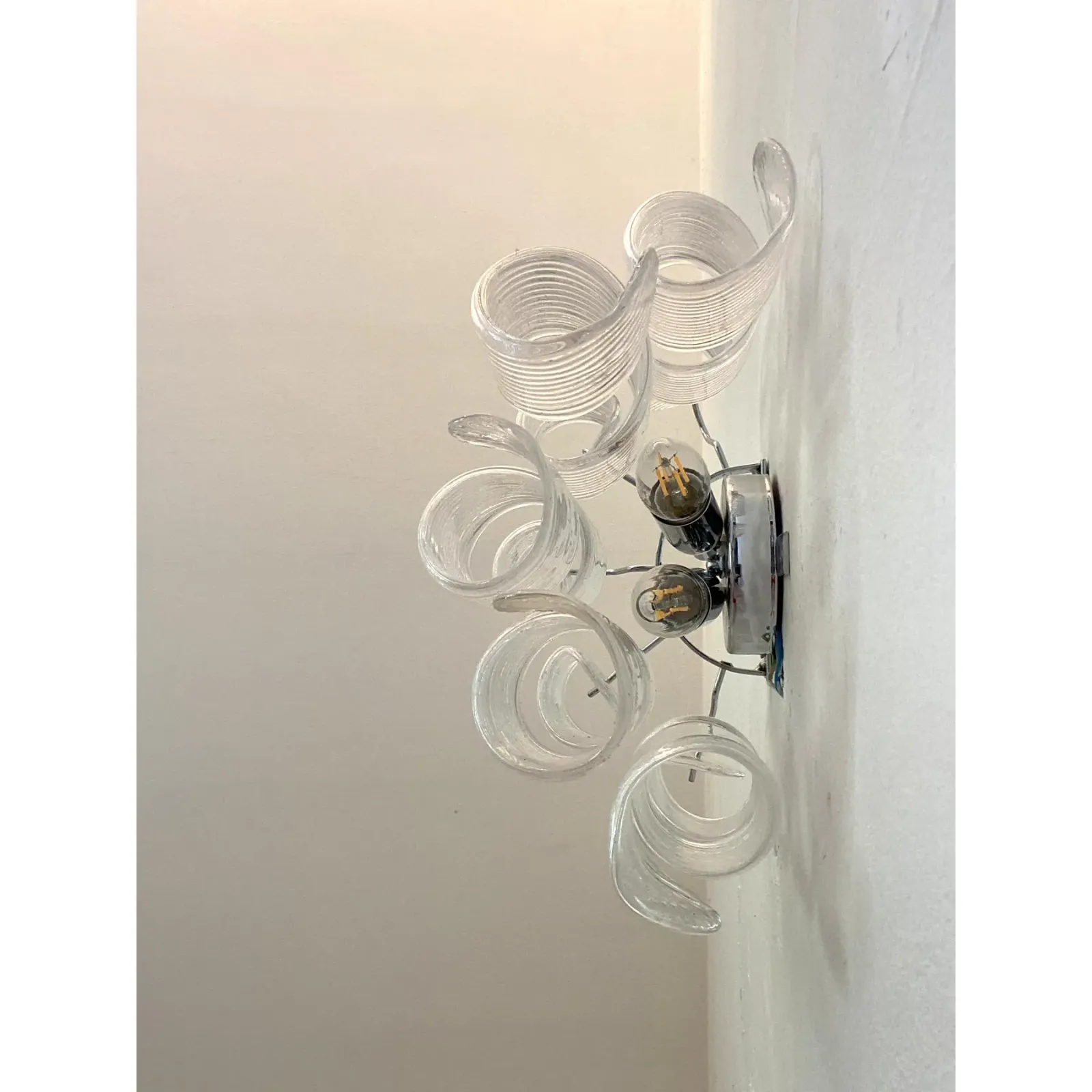 photo furniture Set Of 4 Transparent “Ricci” Murano Glass Wall Sconces In Mazzega Style Wall Lights