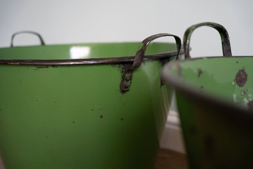 photo furniture A Near Pair Of Large Green Galvanised Garden Planters