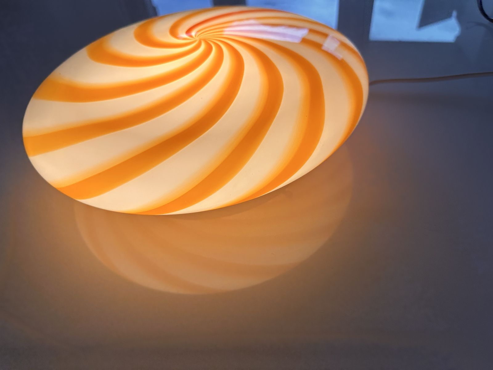 Contemporary Italian Milky White And Clear Amber Swirls Murano Glass Flush Mount Or Wall Sconce photo buy