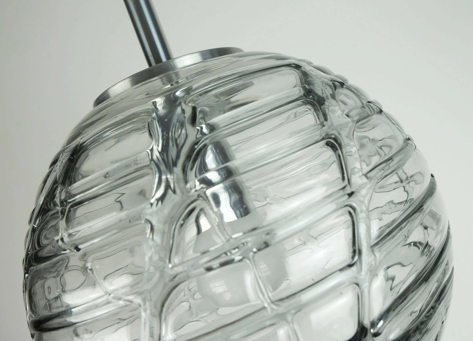 No. 1 Of 2   Elegant Doria Pendant Lamp Clear And Smoke Grey Glass 60s 70s photo for sale