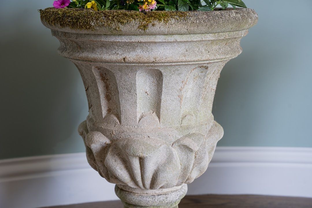 photo for sale A Pair Cast Stone Antique Garden Urns