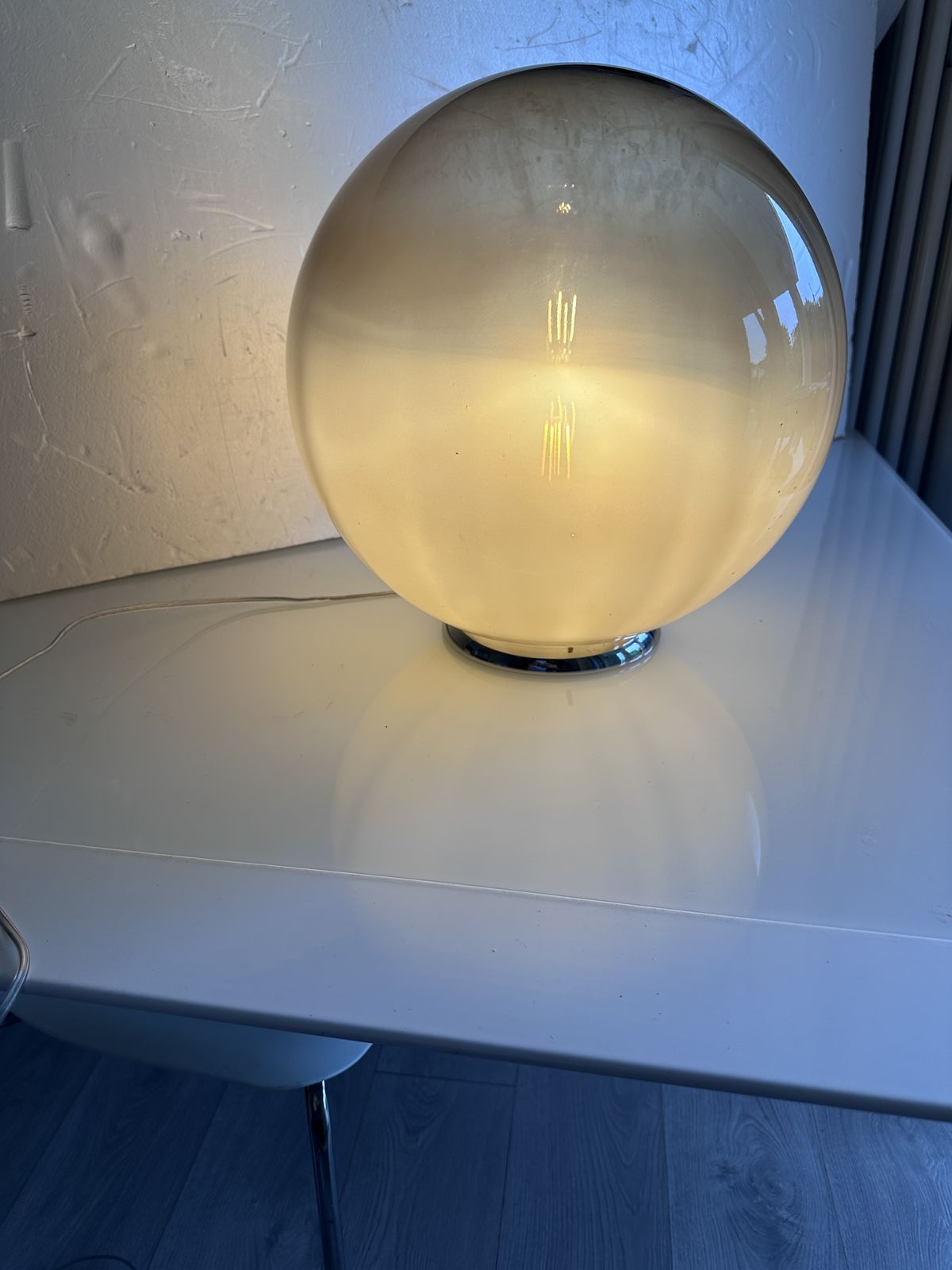 photo for sale Italian Table Lamp Murano Glass By Simoeng In Varnished Fume'