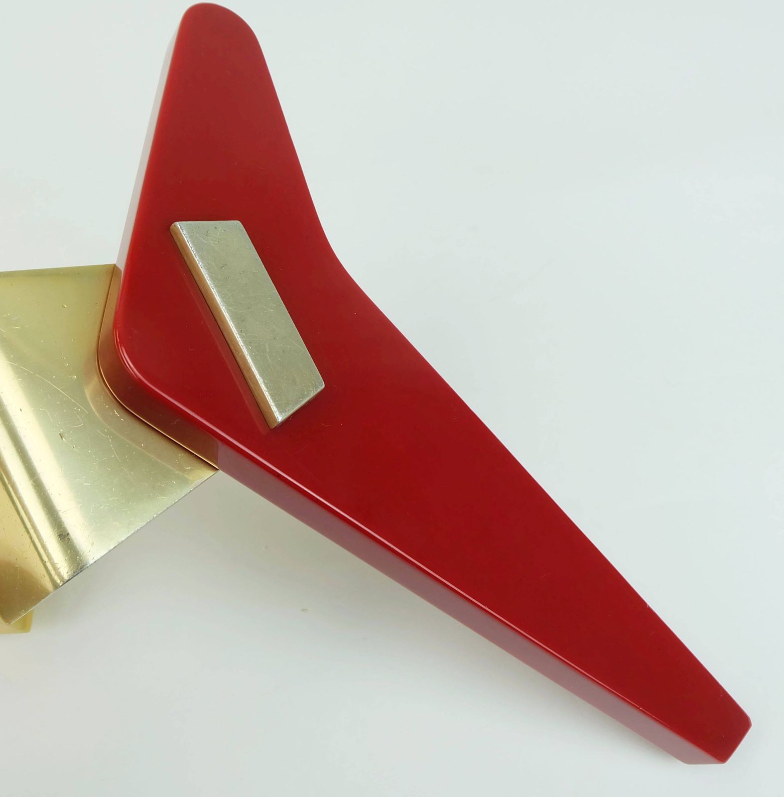 photo furniture 1950s Streamline Door Handles Push Handles Red Bakelite And Aluminum