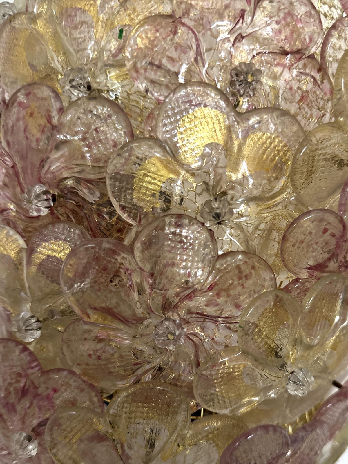 Set Of Two Venetian Gold And Violet "Flowers" Murano Glass Wall Sconces photo buy